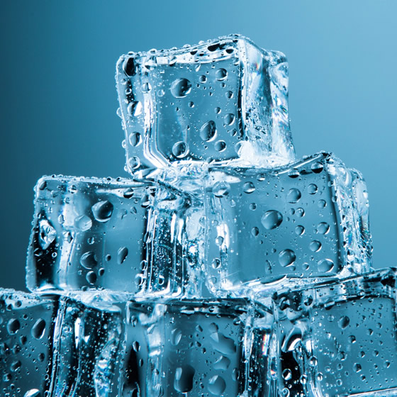 Ice cubes from mineral water